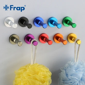 

Frap Colorful Wall Hook Clothes Hanger Bathroom Kitchen Towel & Clothes Coat Aluminum Metal Robe Hooks Bathroom Accessory F202