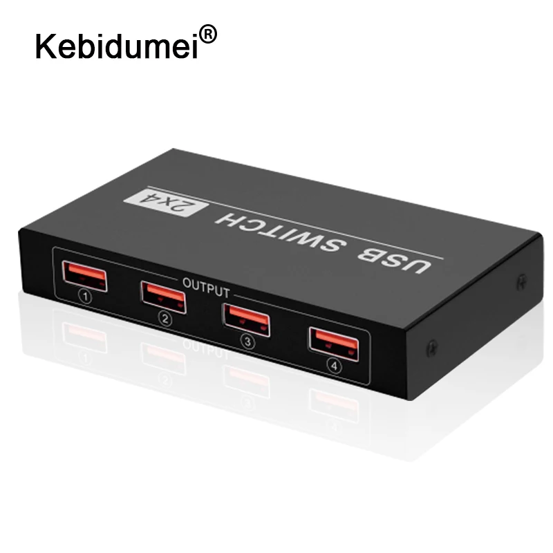 

kebidumei USB Switch 2X4 4 USB Ports Memory Function 5V USB 2.0 Sharing 4 Devices For Printer Keyboard Mouse Monitor Selector