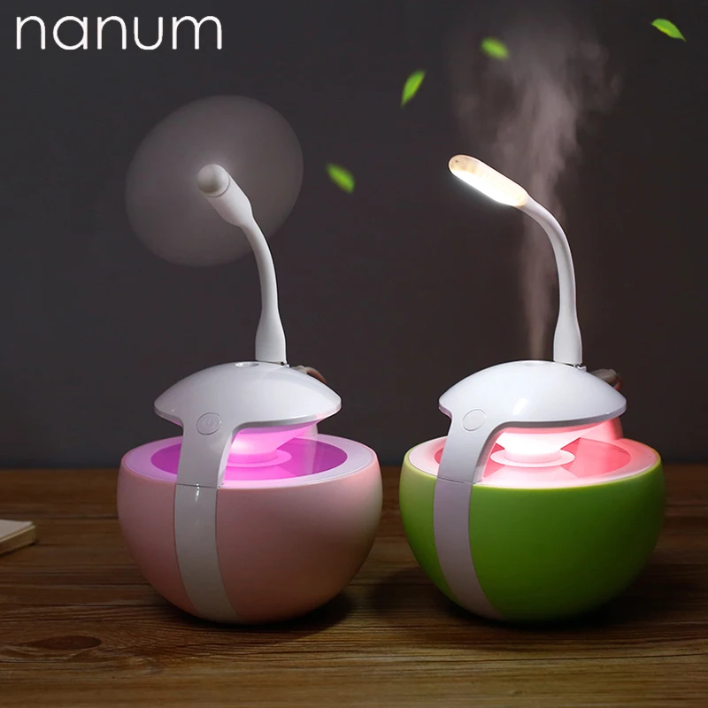 

Car air freshener Night Elf Humidifier 3 in 1 Ultrasonic Air Purifier USB Fan Portable With LED Light Office Home Mist Maker