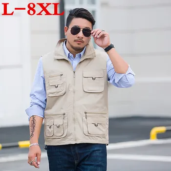 

8XL plus size Vests Sleeveless Unloading Waistcoat With Many Male Coat Pockets Military Jacket Mens Tactical Vest Sweatshirts