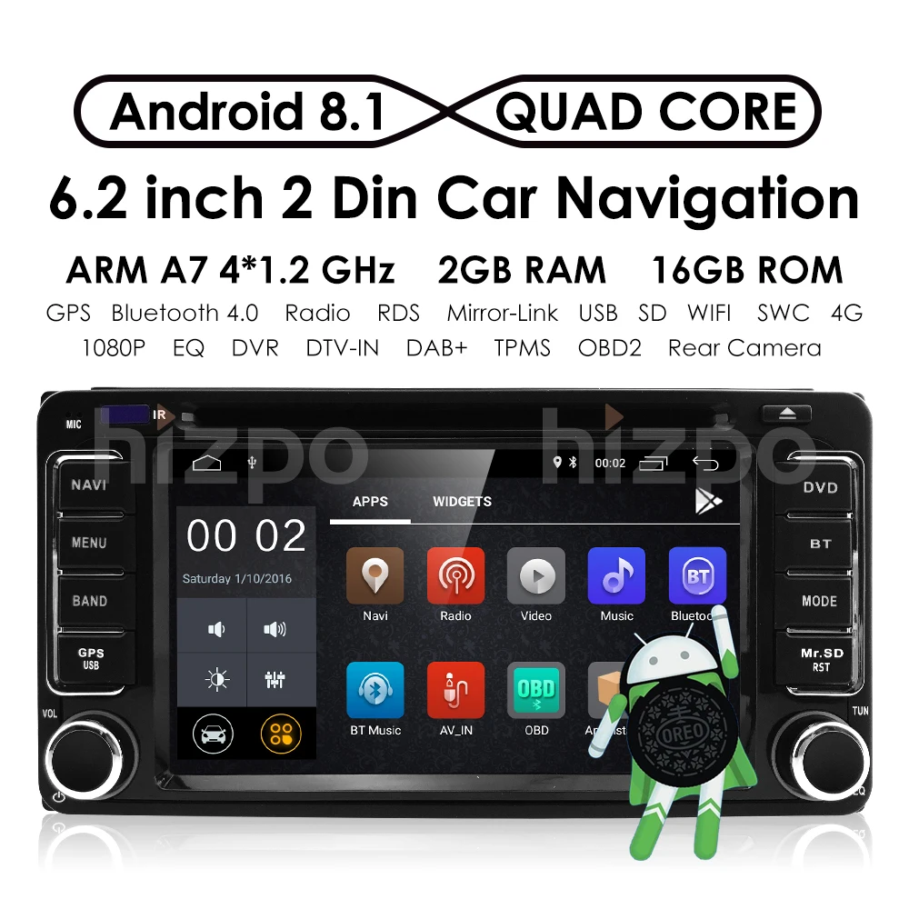 Top Android 9.0 2GRAM+16GROM DVD Player For Toyota Universal RAV4 COROLLA VIOS HILUX Terios Land Cruiser 100 PRADO 4RUNNER DAB+BT PC 3