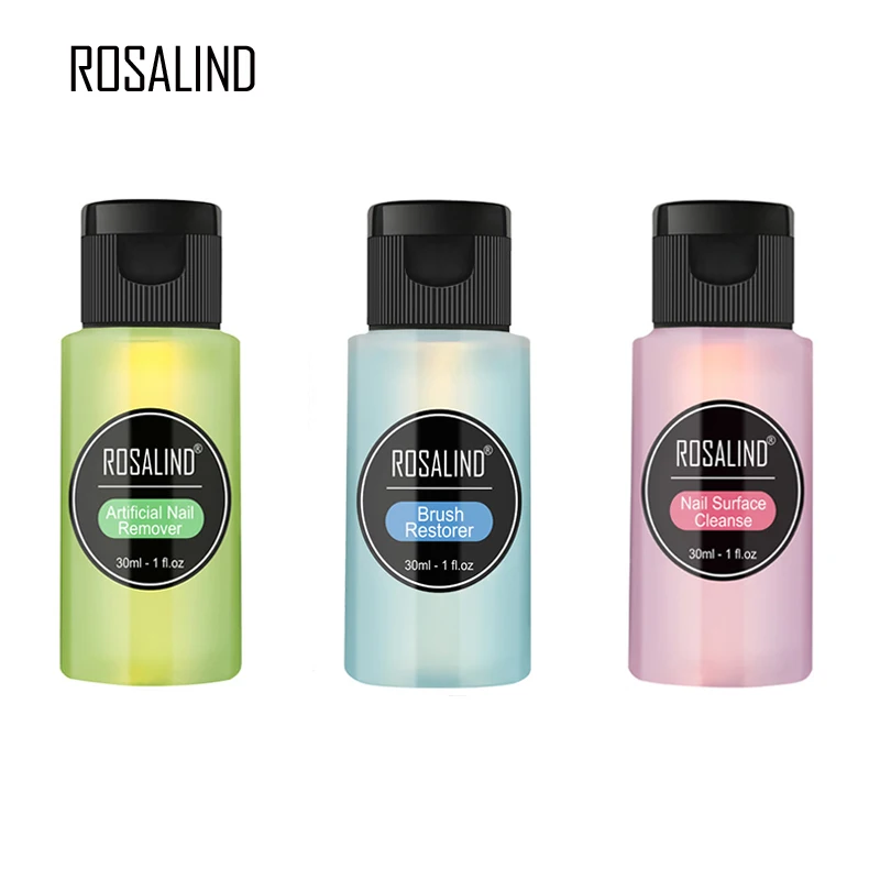 

ROSALIND Nail Gel Polish Remover Fast Clean UV Gel Varnish Nail Art Brush Cleaner Treament Use With Cotton Set For Manicure 30ML