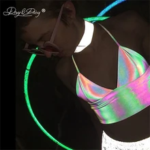 DAVYDAISY Women Sexy Deep V Laser Reflective Tank Festival Clubwaer Summer Sexy Backless Lingerie Fashion Beach Tops TA046