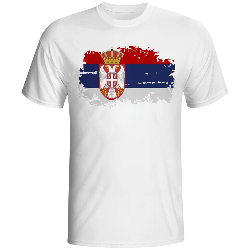 

Nostalgic Style Serbia National Flag Printed T Shirt Men Summer Short Sleeve tops Men T-shirt Round Neck Fitness Top tee hip hop