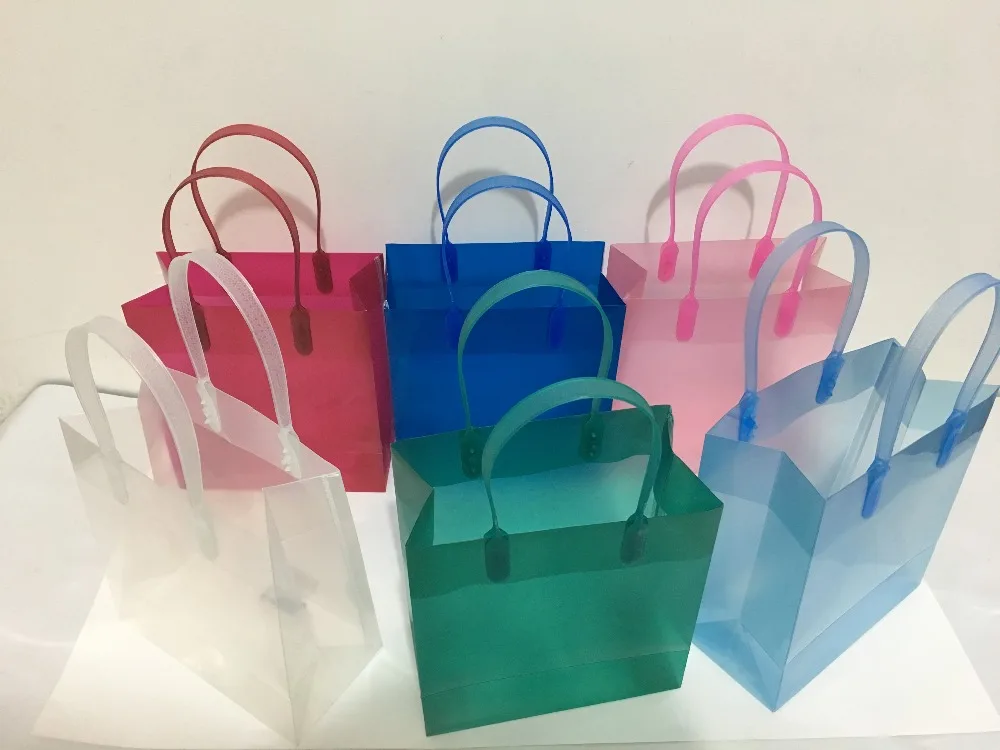 10pcs pp transparent glossy gift bags plastic packaging bag gift cases