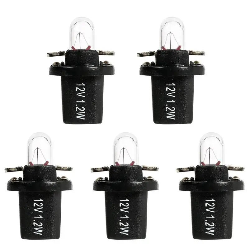 

VODOOL 5Pcs T5 B8.5D B8.4D 12V 24V 1.2W Halogen Bulbs Car Gauge Light For Auto Interior Dashboard Instrument Lighting Light Lamp