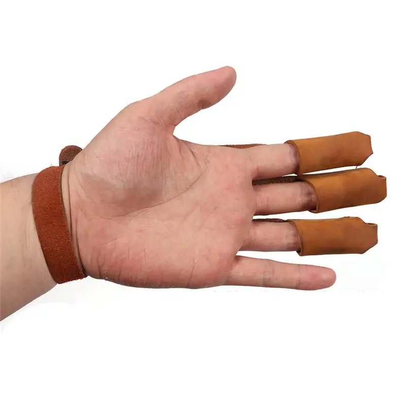 3 Finger Fingers Protect Glove Leather Left Hand Archery Arrow Bow Hunting Shooting Protective Finger Entertainment Tool