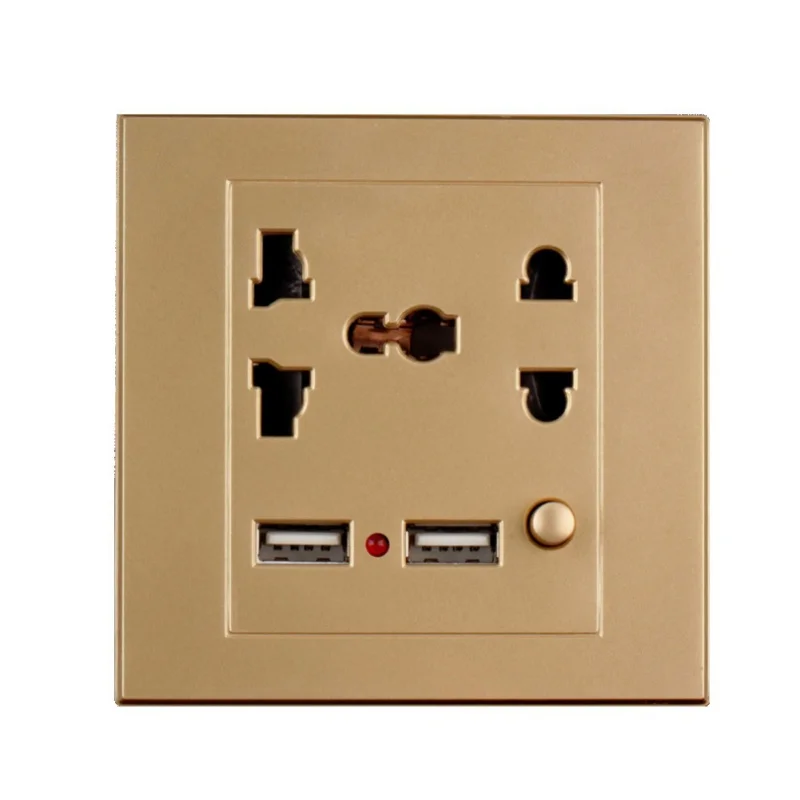 AC/DC ABS адаптер питания штепсельная розетка панель розетка+ 2 USB+ дышит светильник переключатель настенная розетка зарядное устройство