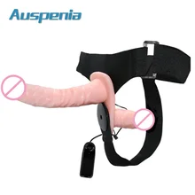 Lesbian Sex Toys Double Vibrating Penis Strap On Harness Dildo Vibrator For Women Adjustable Strap With Double Realistic Cock