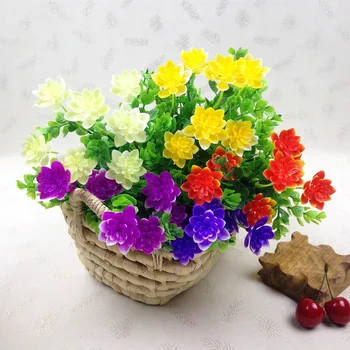 

6 Bundles Artificial Eucalyptus grass Aquatic plants 7Heads Lotus Flower For Home Wedding Garden Decoration