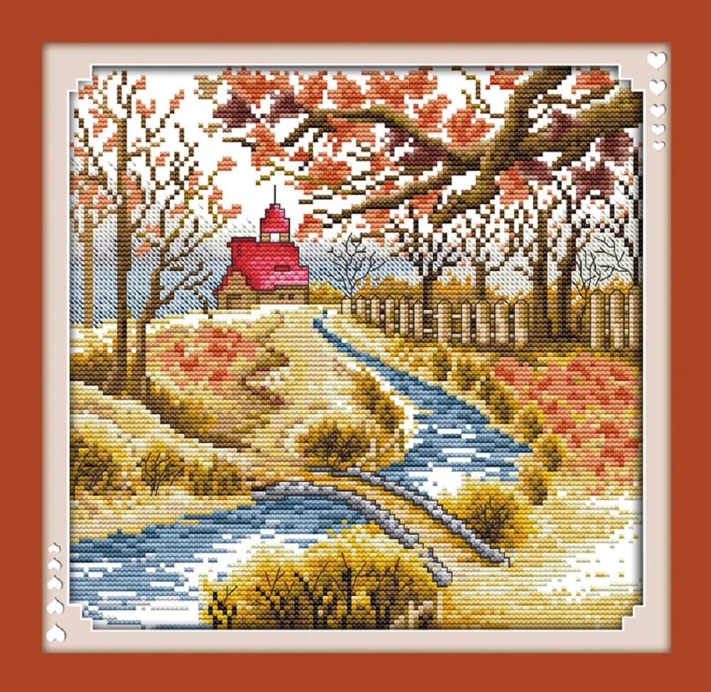 Korean view(3)Autumn counted printed on fabric DMC 14CT 11CT Cross