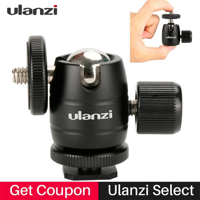 

Ulanzi Aluminum Ballhead 360 Rotation Ball Head LED Monitor Bracket Holder for iPhone Canon Nikon DSLR Camera Gopro Hero 6