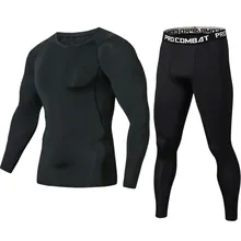 Новый мужской компрессионный комплект Футболка + Jogger Fashion 3D-принт Skinny Фитнес-футболка мужс
