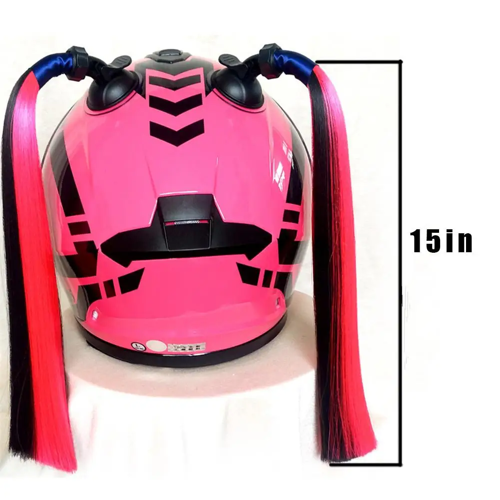 2pcs Motorcycle Bike Gradient Ramp Helmet Sucker Removable Braid Pigtail Ponytail Works On Any Motorcycle Or Other Helmet