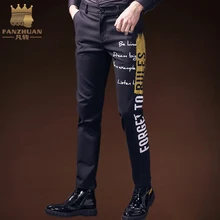 FANZHUAN брендовая одежда Весна новые мужские повседневные брюки Звездные Модели хип-хоп тренд буквы печатные прямые брюки мужские