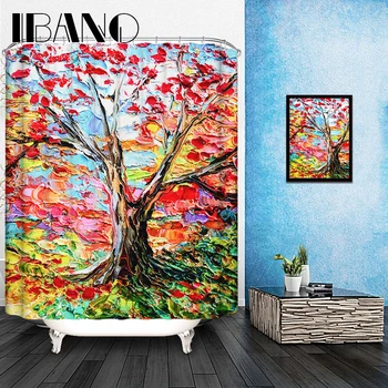 

Maple Tree Shower Curtain Pattern Customized Shower Curtain Waterproof Bathroom Fabric 180x180cm Shower Curtain For Bathroom