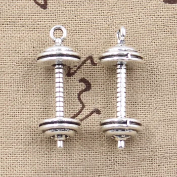 

5pcs Charms Fitness Equipment Dumbbell 34x12x12mm Antique Bronze Silver Color Pendants Making DIY Handmade Tibetan Jewelry