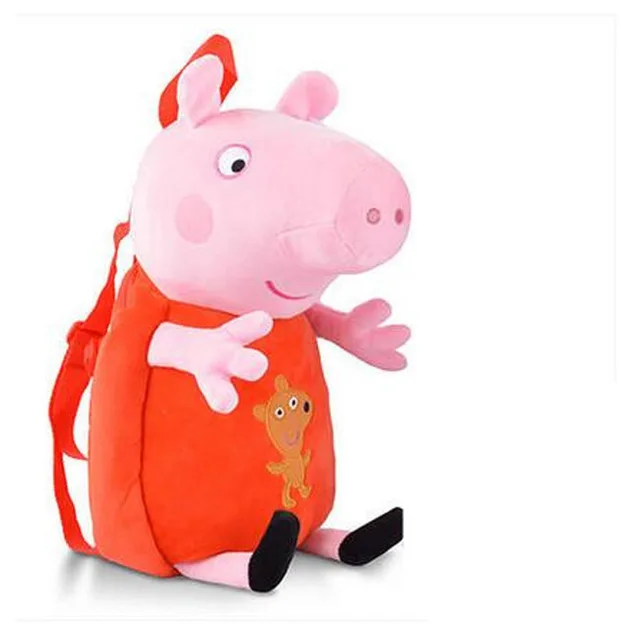 Прекрасный Свинка Пеппа 36 см детские сумки Джордж Свинка Пеппа плюшевый Мягкий Рюкзак Дети Девочка День рождения Рождество игрушка Подарки - Цвет: A