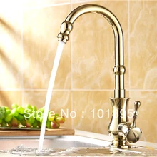 L16333-Роскошные Однорычажный и настенный золото Цвет латунь Кухня раковина кран