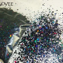 50 грамм x смешанный лазер черного цвета(блестящий порошок+ шестигранник) форма для украшения ногтей и блестки для ногтей