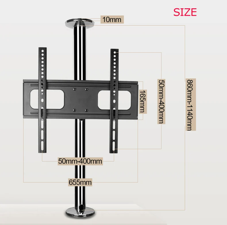 A10M-86, новинка, 2"-65", нержавеющая сталь, ЖК-телевизор, подставка, кронштейн в перегородке, на стену, 360, поворот, регулировка высоты, 110 см, 86 см, 114 см