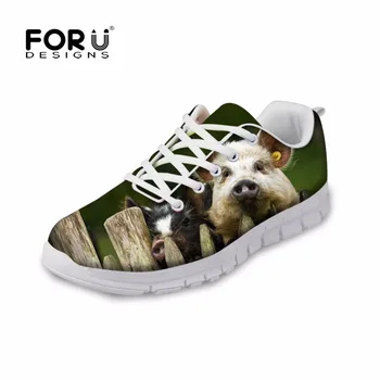 

FORUDESIGNS Fashion Men Casual Flats Shoes Cute Animal Pig Prints Men's Breathable Comfortable Shoes Flat Spring Chaussure Homme