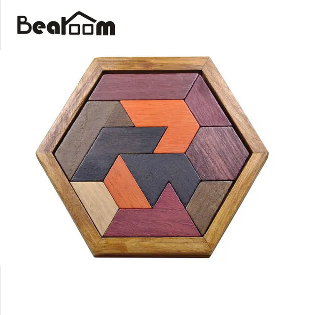 Bearoom Puzzles Learning Education Toys Funny 3D Puzzle Game  Wooden Toy For Children Jigsaw Tangram Board Geometric Shape 4