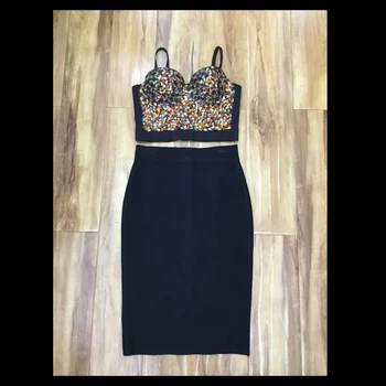 

2019 Women elegant summer black white sexy Bodycon strapless off shoulder crystal party Dress sleeveless Bandage Dress Wholesale