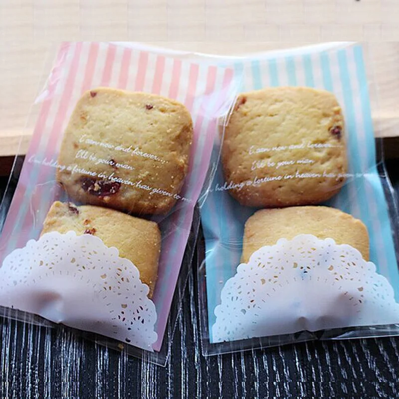 100pcs White Lace Cookies Biscuits Bags Self adhesive Wedding