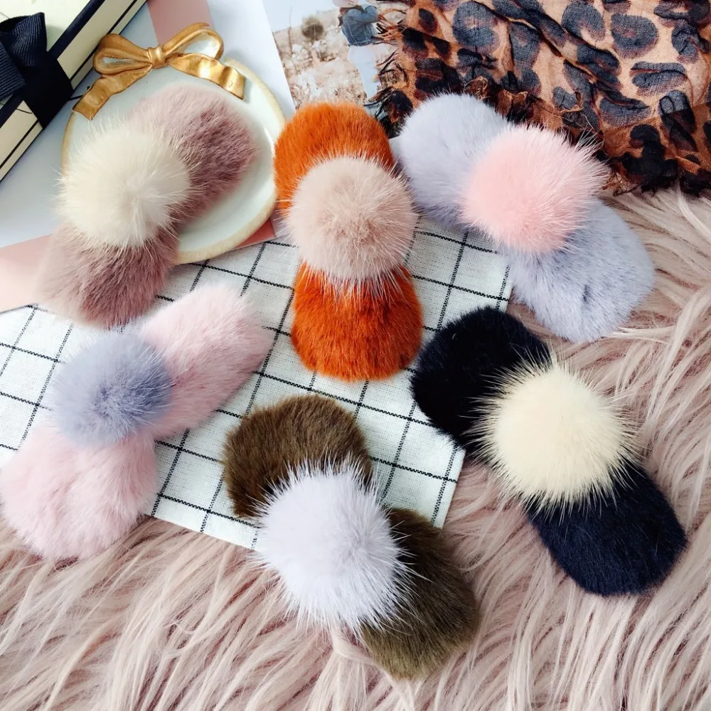 

Korea Winter Hair Accessories Mane Color Matching Big Hair Clips For Girls Crystal Hairgrips Hair Bows Hairpins Barrette 4