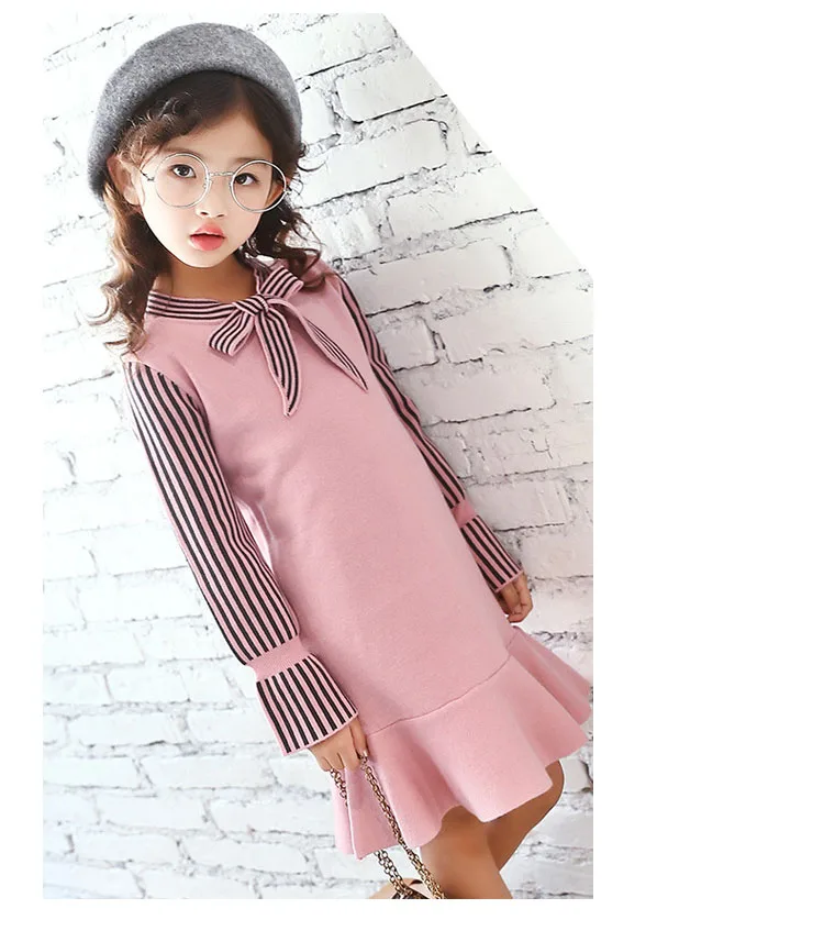 school knitting girls dress long sleeve autumn sweater kids clothes big little girl clothing children dresses size 14 10 12 8 9  5 6 7 8 9 10 11 12 13 14 15 16 years little teenage big girls dress winter girls dresses girl autumn clothing (1 (10)