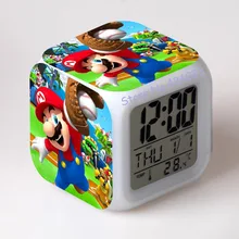 Супер Марио bros с 7 цветов Изменение светодиодный цифровой будильник ночное красочное изменение