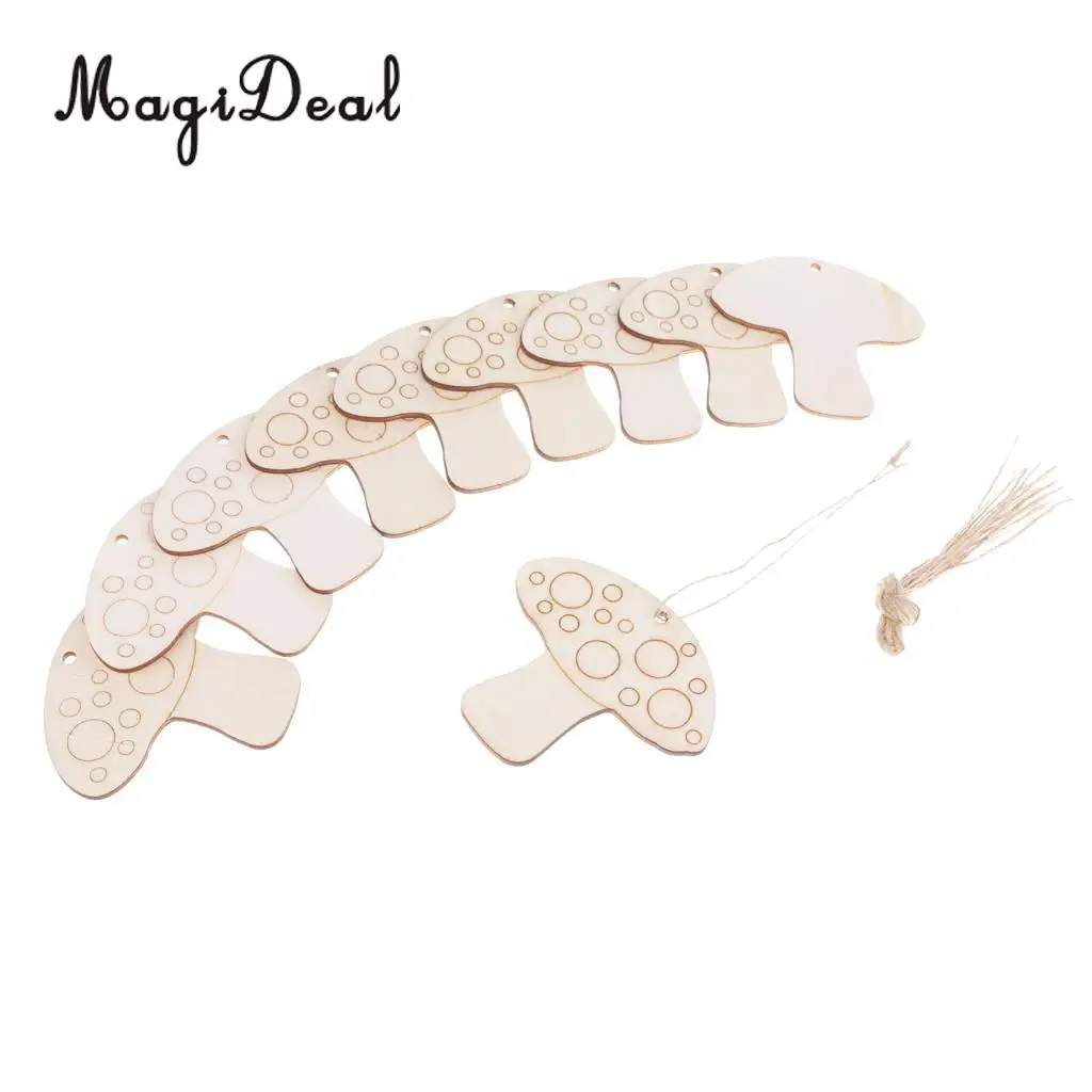 10pcs Unfinished Blank Tree Pendents Easter Egg Gecko Flower Beetle Mushroom Owl Hanging Gift Wooden Tags