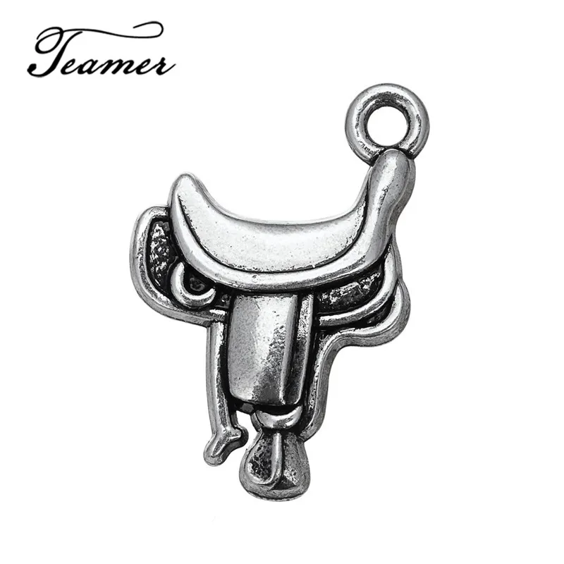 

Teamer 10pcs/lot Riding Horse Saddle Charm for Cowgirl Teen Girls Birthday Gift Handmade Jewelry Finding Vintage Silver Color