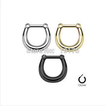 

1 pc Horseshoe Shaped Septum Clicker 316L Surgical Steel 16g Nose Ring Piercing Fashion Body Jewelry