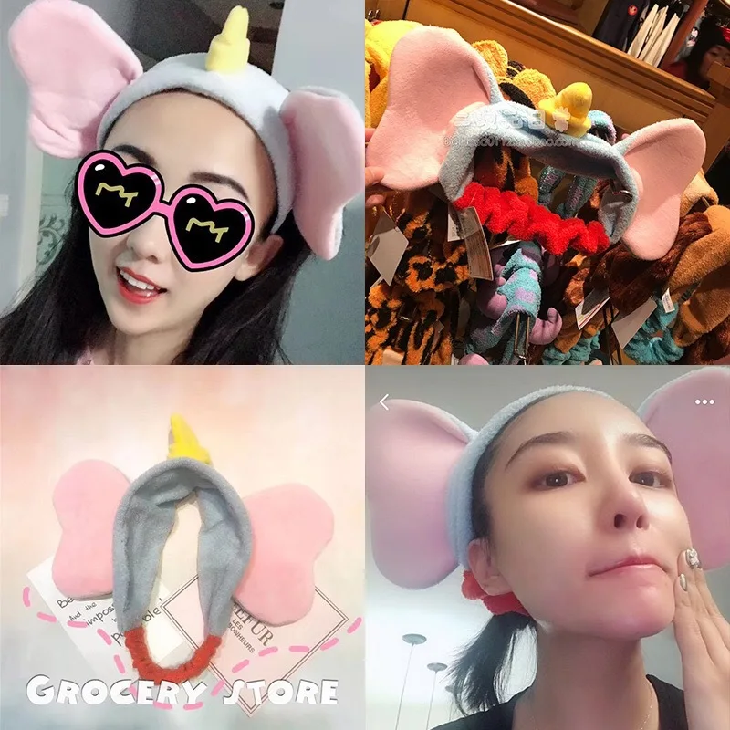 

Kawai Girl Fly Elephant Dumbo Cartoon Head band Hair Hoop Short Plush with ear Hair Decoration Lovely Toy