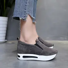 Женская обувь на плоской подошве; сезон весна; коллекция года; обувь на толстой мягкой подошве; повседневная обувь на платформе; женские черные Лоферы без шнуровки; весенняя обувь на плоской подошве; модные однотонные женские кроссовки
