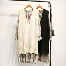 Вязаный женский жилет свитера зимние Новые цветочные модные стильные женские платья наивысшего качества