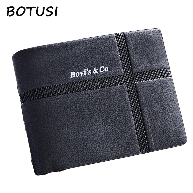 

BOTUSI Cross Coin Purse Men Wallet Male Money Purses Soft Card Case Genuine Leather High Quality Male Purse Cartera Money Wallet