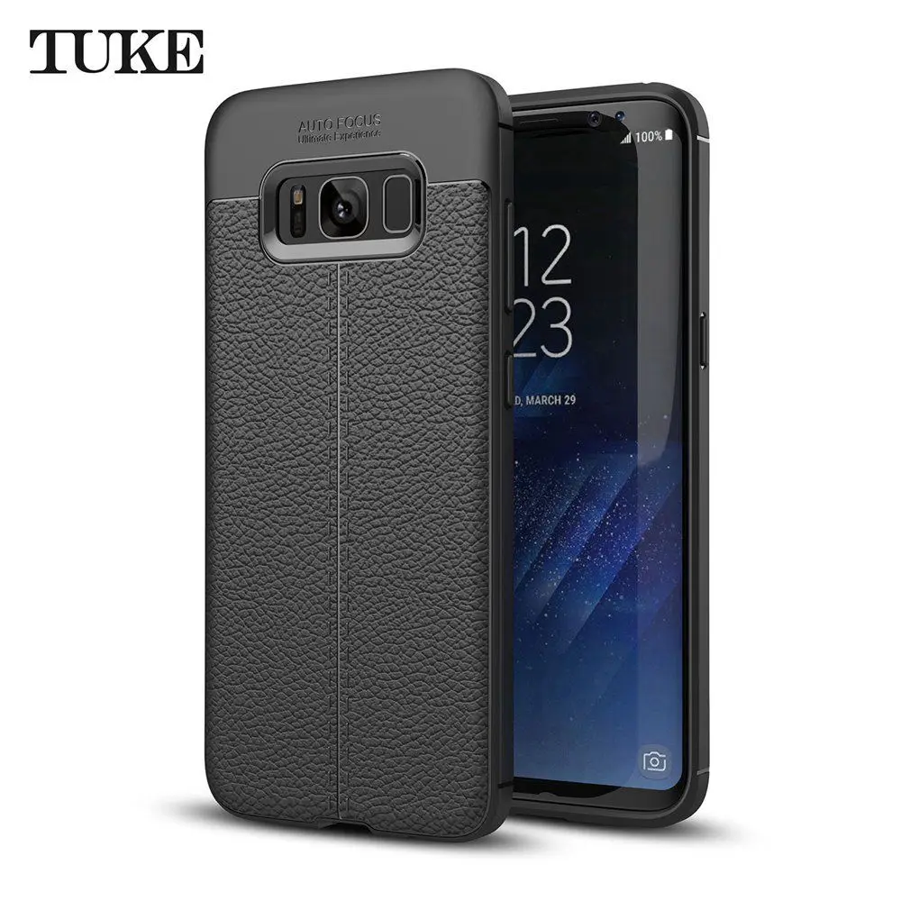 TUKE чехол для телефона для Samsung Galaxy S8 противоударный мягкая резина, термопластичный полиуретан чехол для Samsung Galaxy S8 G9500 G950F чехол G950 Fundas - Цвет: Черный