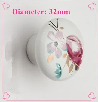

Dia. 32mm tulip flower print ceramic Modern knob cabinet knob drawer pulls
