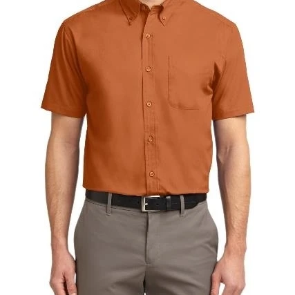 Port Authority TLS508 Mens Short Sleeve Easy Care Shirt Texas Orange & Light Stone - 4XL Tall (1)