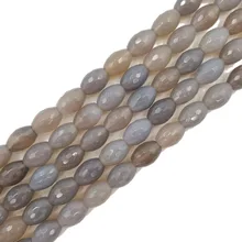 LII Ji натуральный камень серый Агат Faceted форма граненые бусины около 8x12 шарики для DIY ювелирных изделий 38 см