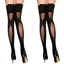 Сексуальное Женское кружевное белье до бедра, длинные чулки трикотаж, вечерние колготки для ночного клуба
