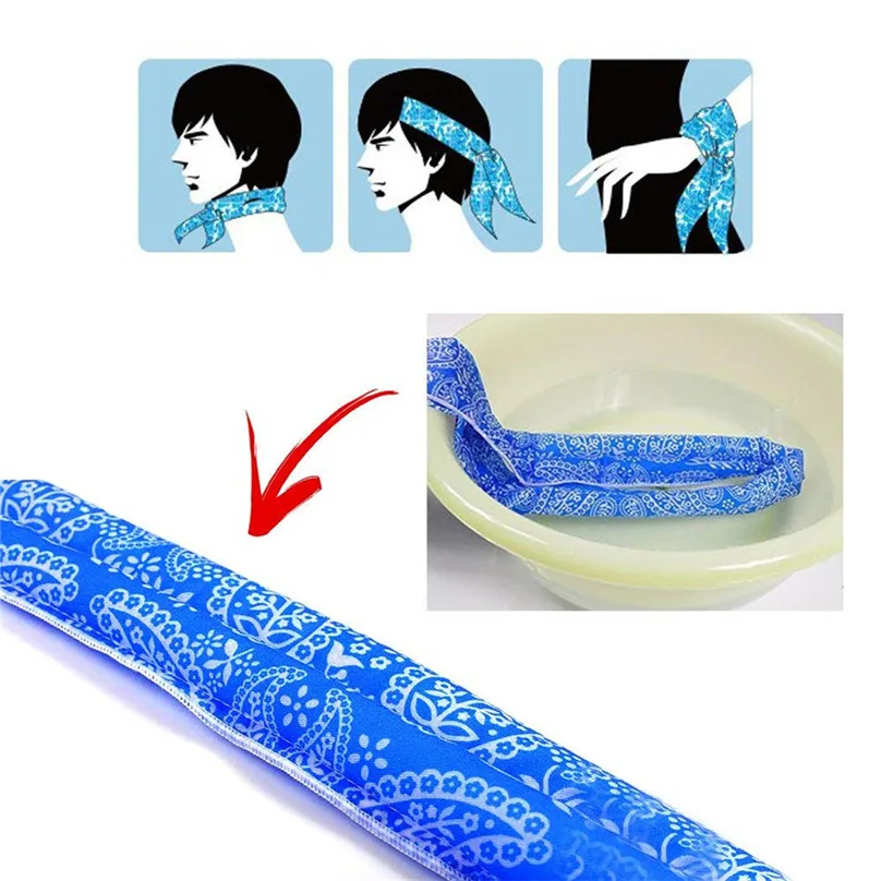 Hiking Scarves Body Ice Cooling Bandana Scarf Wrap Headband Outdoor Sports Summer Neck Cooler #3M07 (8)