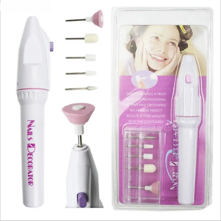 

Portable Mini Pen Nail Polisher 5 In 1 Combination Nail Trimming Kit Electric Salon Shaper Manicure Pedicure Polish Tool