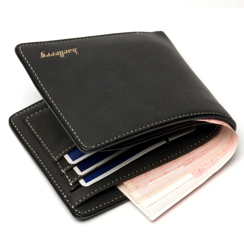 

Hot Baellerry Men Wallets Male Purse Top Layer Cow Vintage Crazy Horse PU Leather monedero Wallet Student Thin Wallets