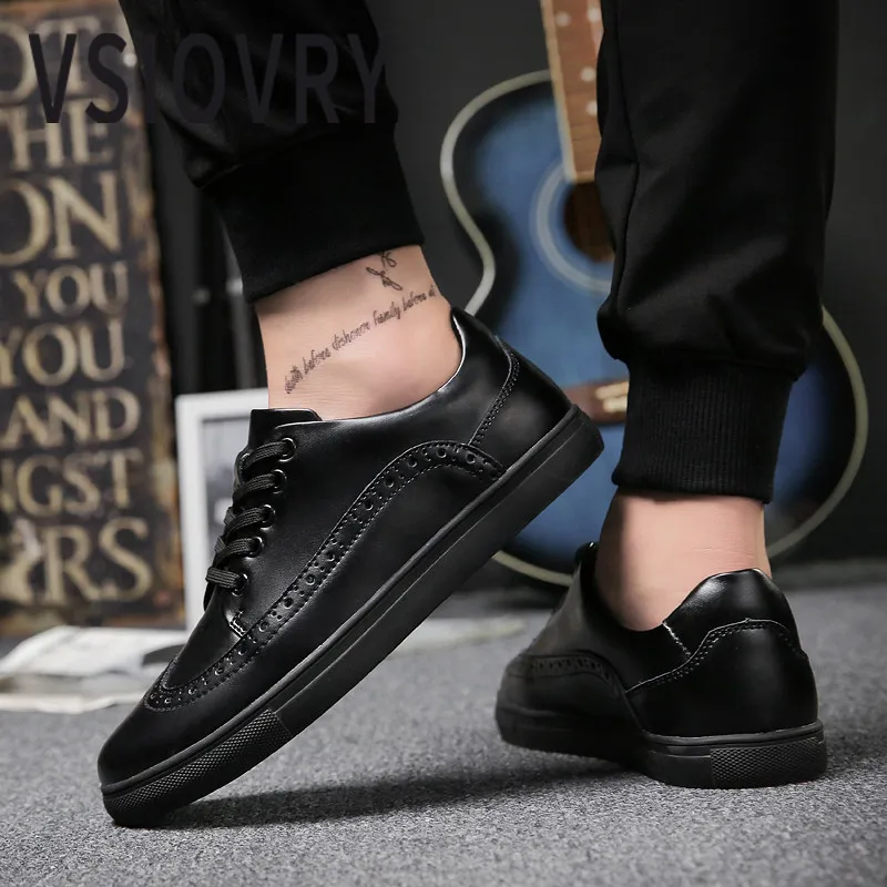 De Feitas Vsiovry Casuais Size Sapatilhas Homens Clássico white Primavera 38 Para 48 Mão Black À Os Sapatos Qualidade Tênis Big Alta Couro Novo 8Aq7nr8a