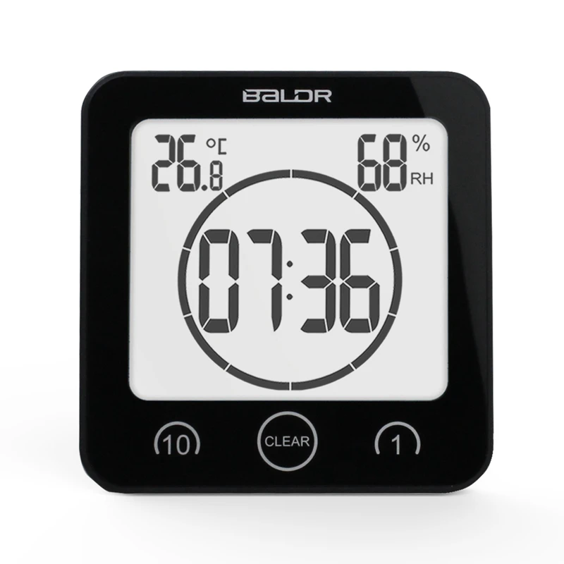 

Digital Bathroom Wall Clock Waterproof Shower Clock Timer LCD Temperature Humidity Wall Shower Countdown Alarm Kitchen Timer