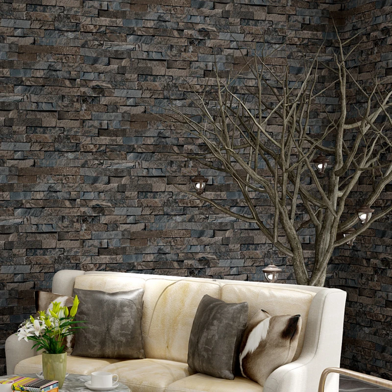 

3D Deep Embossed Retro Brick Stone Wallpaper PVC Waterproof Wear Living Room Cafe Restaurant Backdrop Wall Papers For Walls 3 D